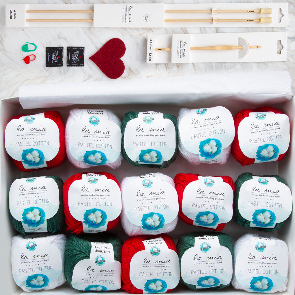 La Mia Pastel Cotton Kırmızı&Beyaz&Yeşil Set